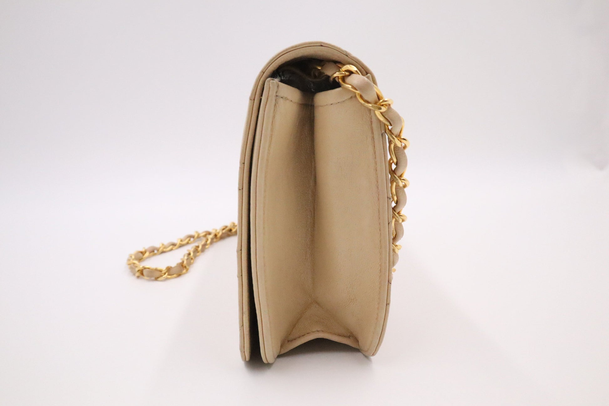 Chanel Full Flap Beige Leather Handbag