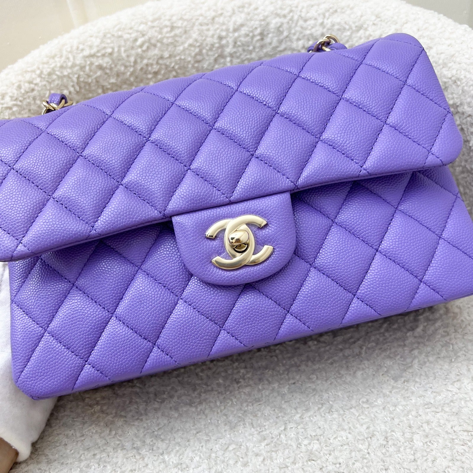 Chanel Classic Flap Small Cf In 20S Purple Caviar Lghw Bag