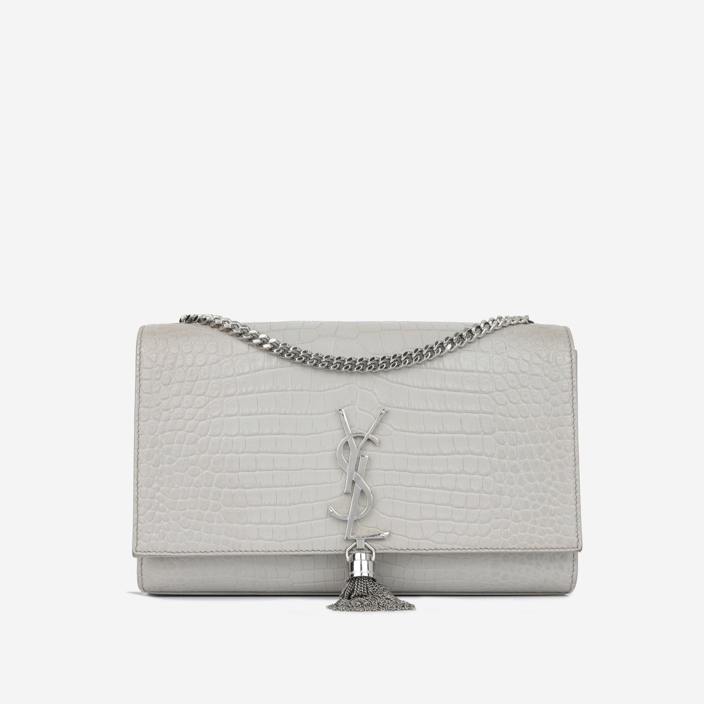 YSL Saint Laurent Kate Tassel Bag Medium Crossbody Bag Croc Embossed Shw