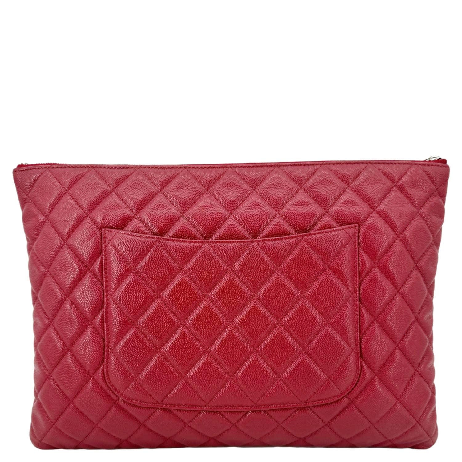 Chanel Quilted Caviar O Cosmetic Red Travel Bag
