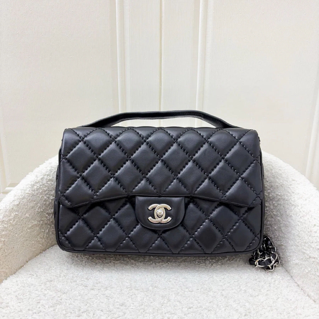 Chanel 15P Top Handle Flap Bag in Black Lambskin and Shw ( )
