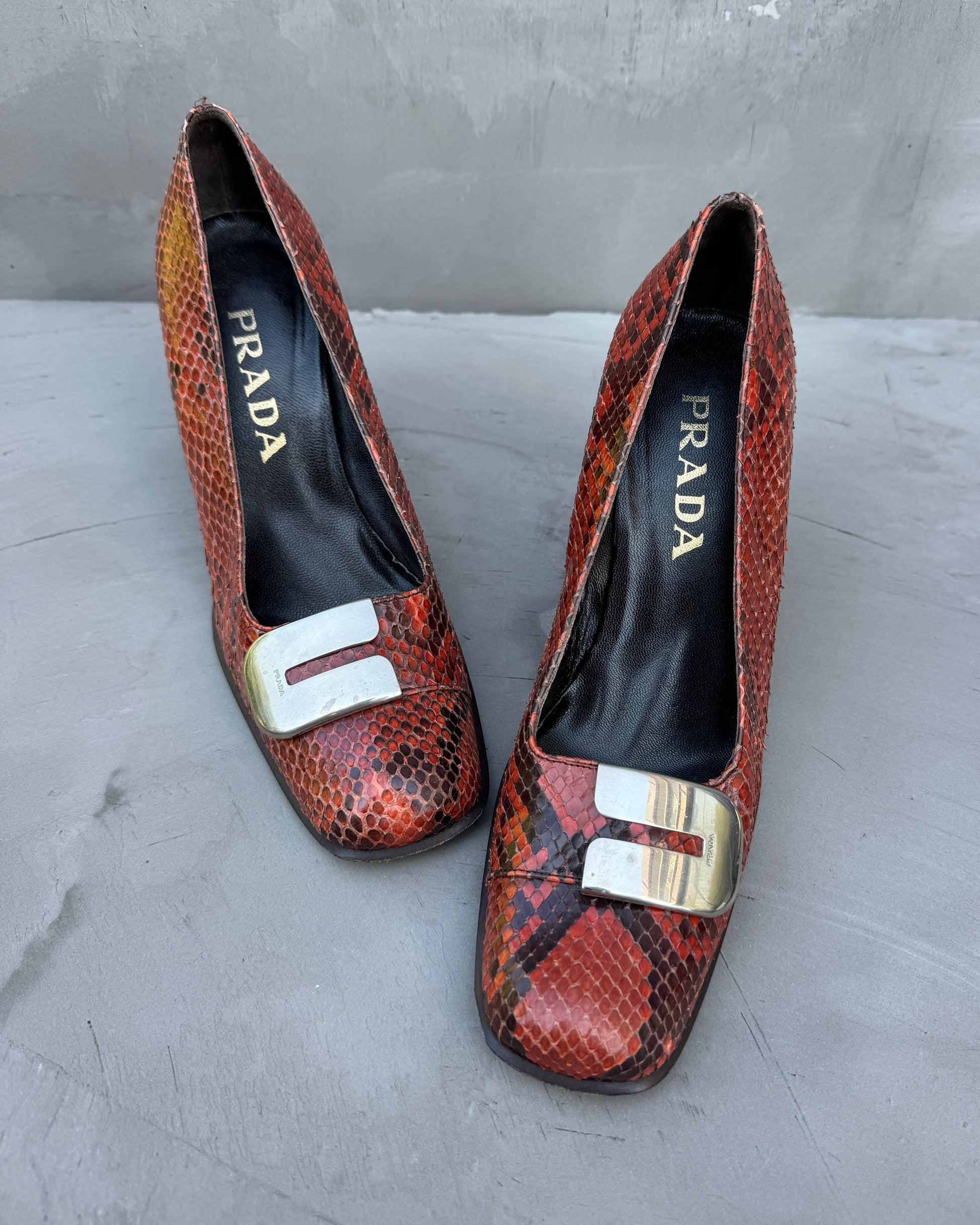 Prada Shoe 00's Snake Block Heels - EU 37.5 Leather Python Shoes