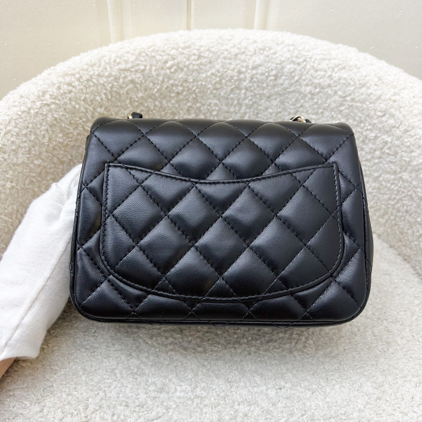 Chanel Classic Square Mini Flap in Black Lambskin and Lghw ( ) Handbag