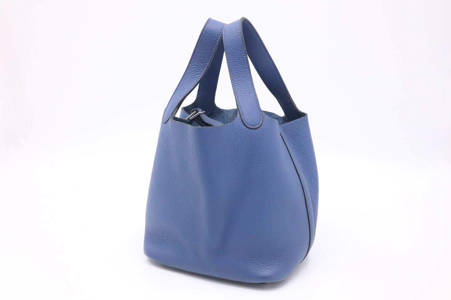 Hermes Picotin In Dark Handbag Leather Blue Travel Bag