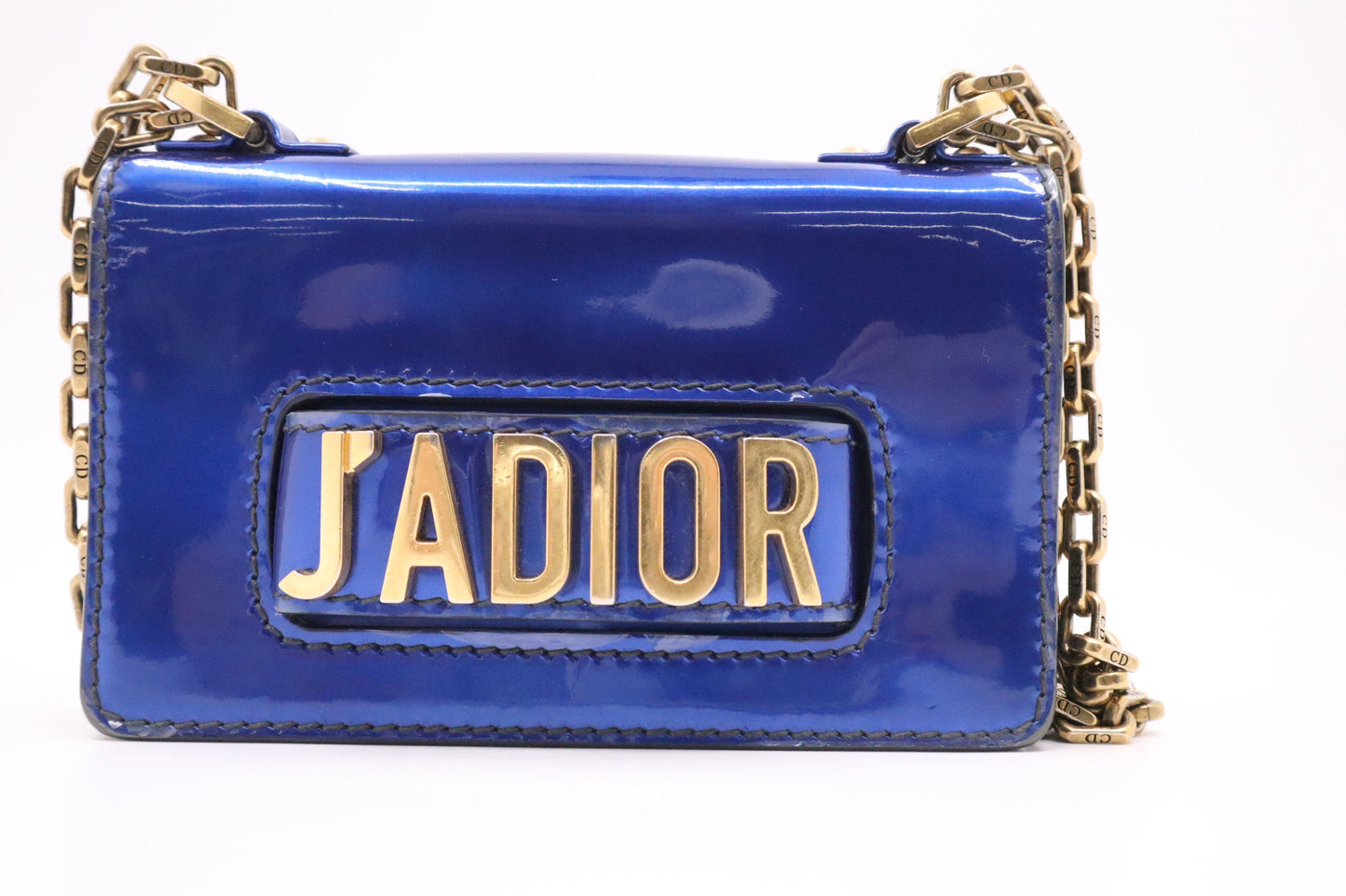 Dior J'A Shoulder Bag In Electric Patent Leather Blue