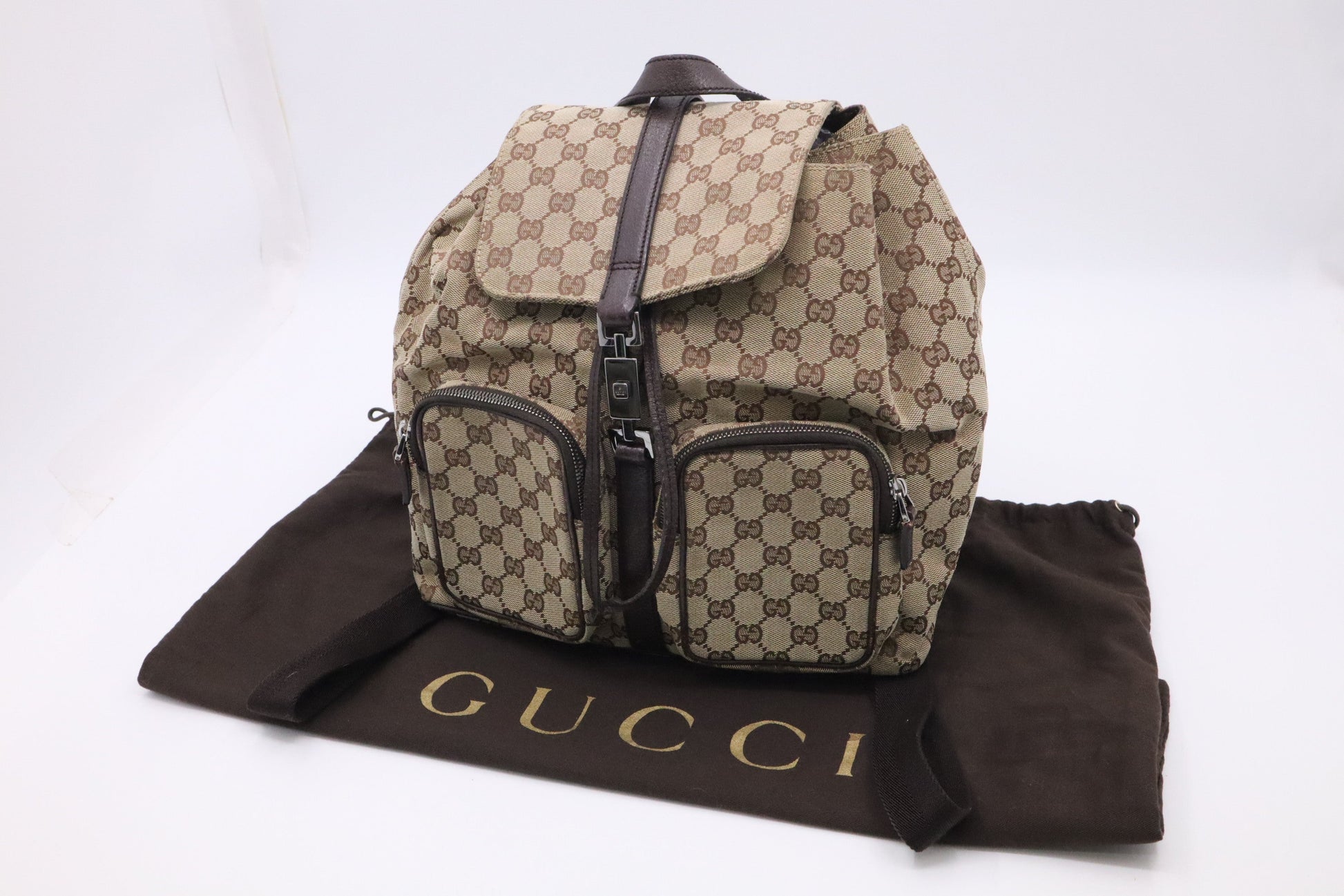 Gucci Backpack In Canvas Brown