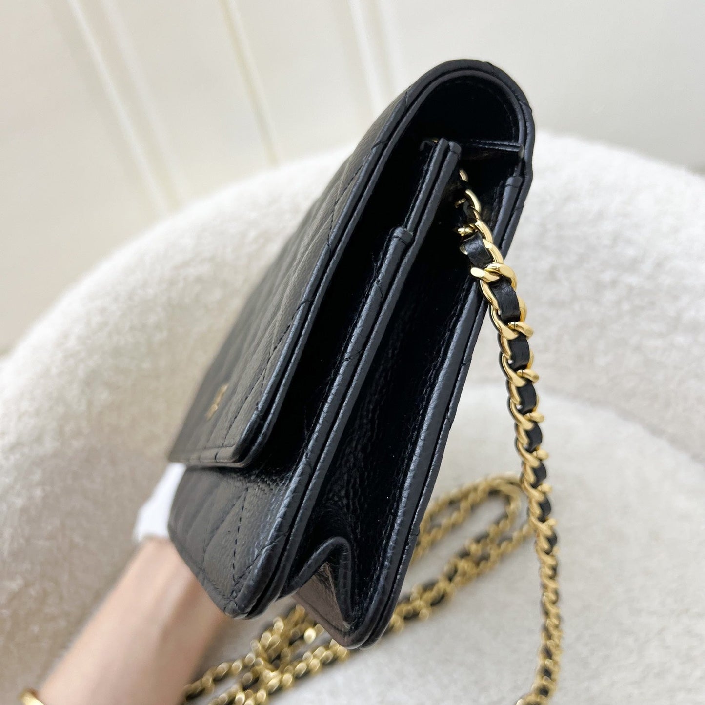 Chanel Classic Wallet on Chain WOC in Black Caviar and GHW (Model: A33814)