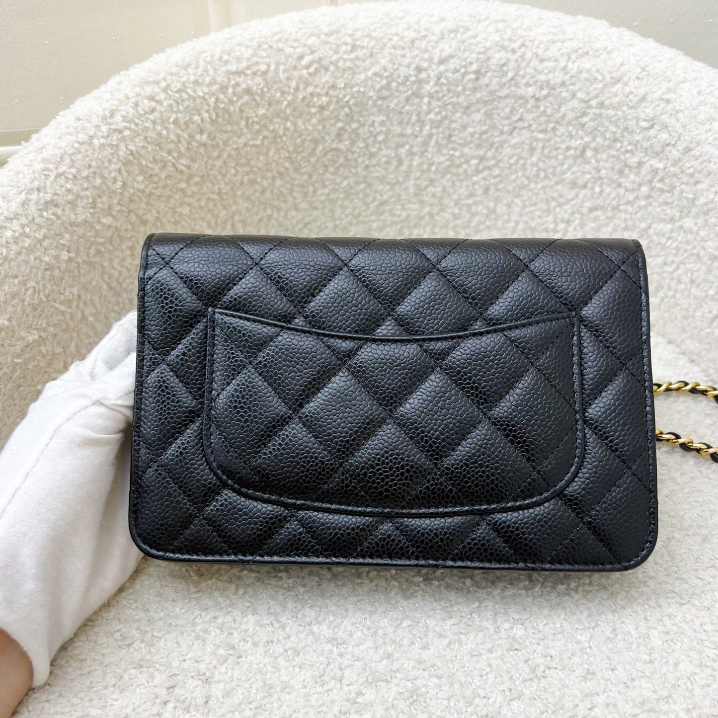 Chanel Classic Wallet on Chain WOC in Black Caviar and GHW (Model: A33814)