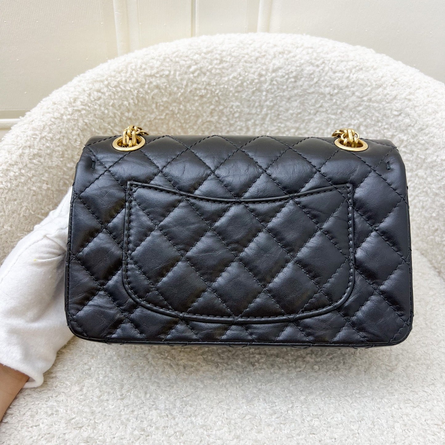Chanel Classic 2.55 Reissue Mini Flap in Black Distressed Calfskin Aghw ( ) Handbag
