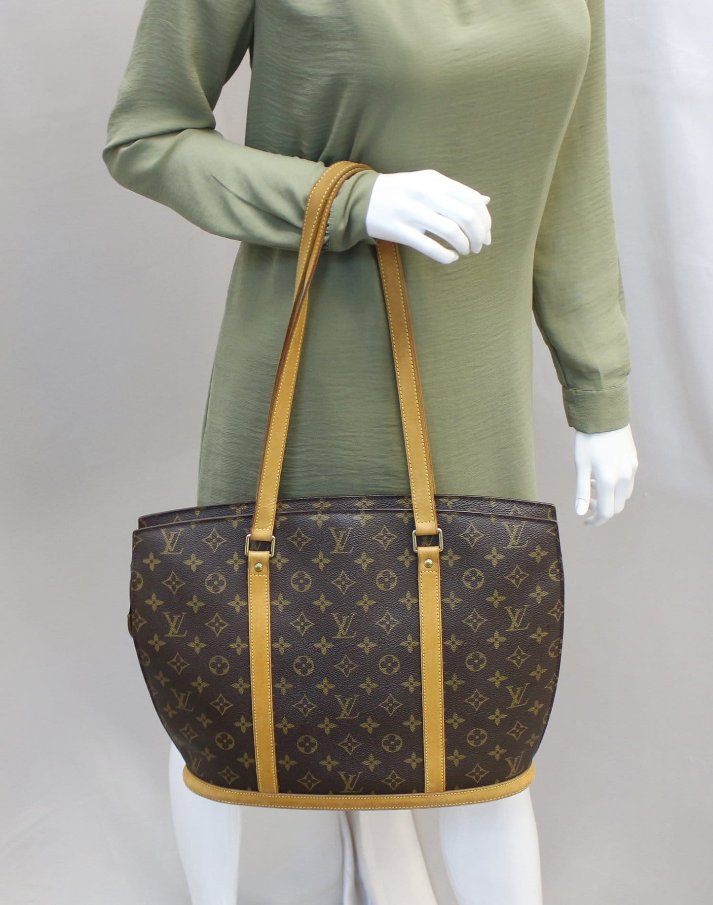 Louis Babylone Shoulder Tote Bag Canvas Monogram Shoulder Bag