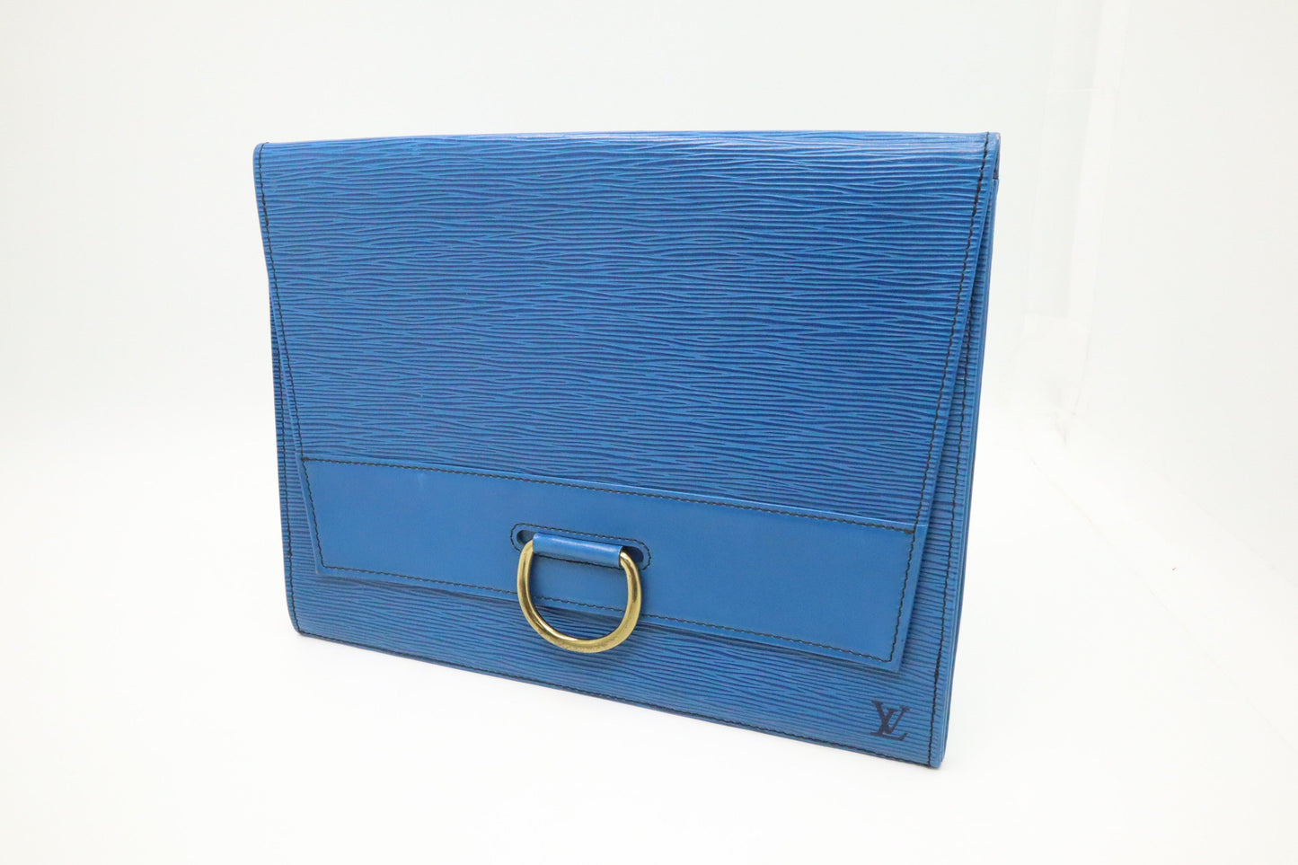 Louis Vuitton Iena Epi Leather Blue Clutch Bag