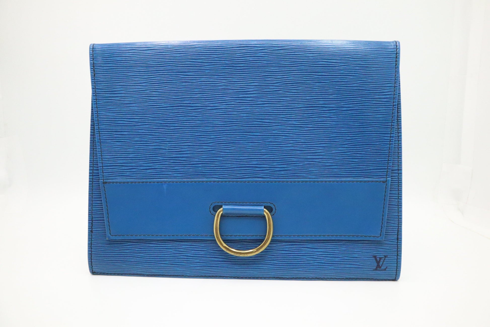 Louis Vuitton Iena Epi Leather Blue Clutch Bag