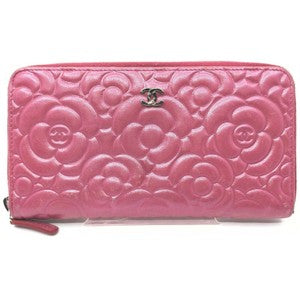 Chanel Camellia Pink Zippy Wallet Handbag