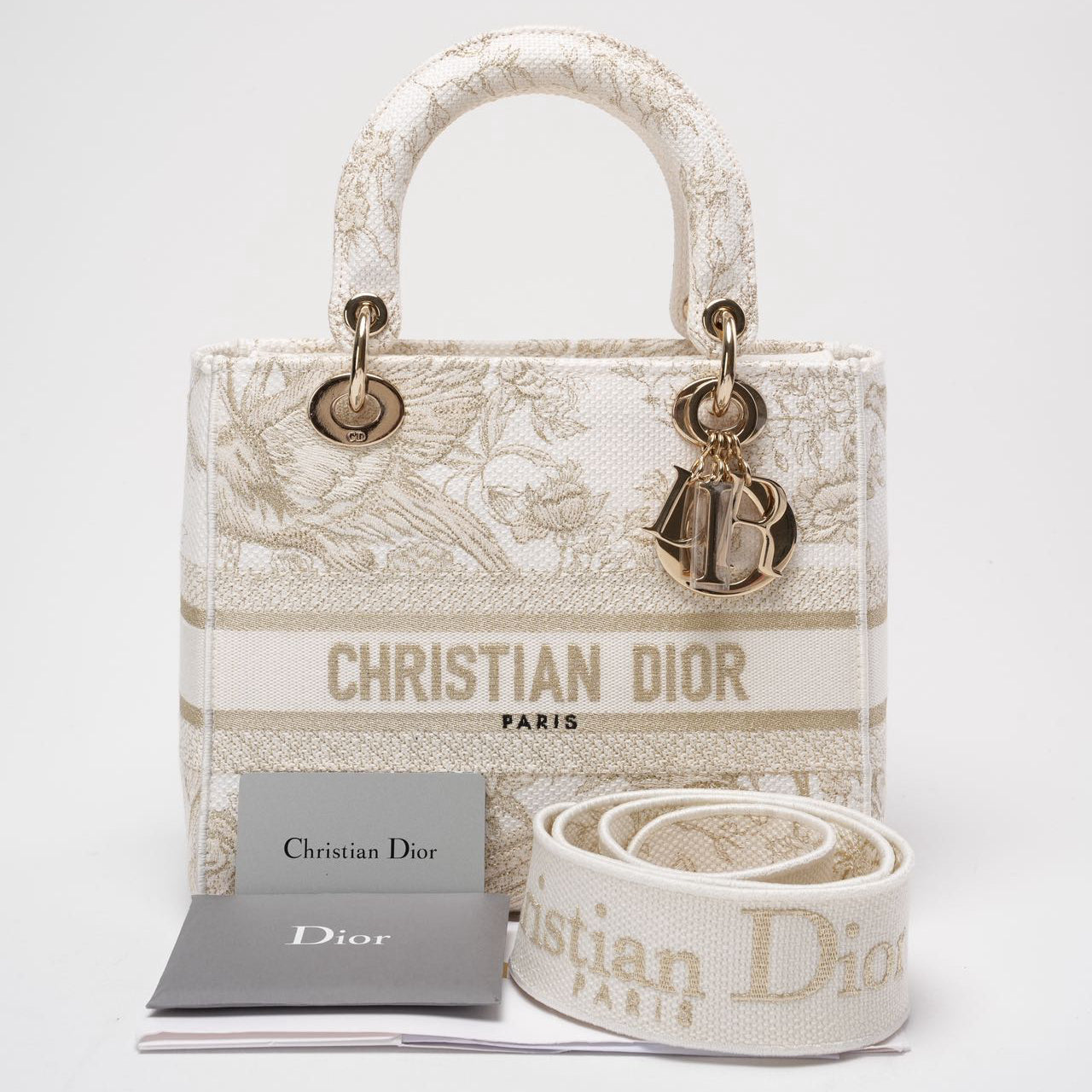 Dior Handbag Christian Reverse Toile De Joy Lady D Canvas White Gold