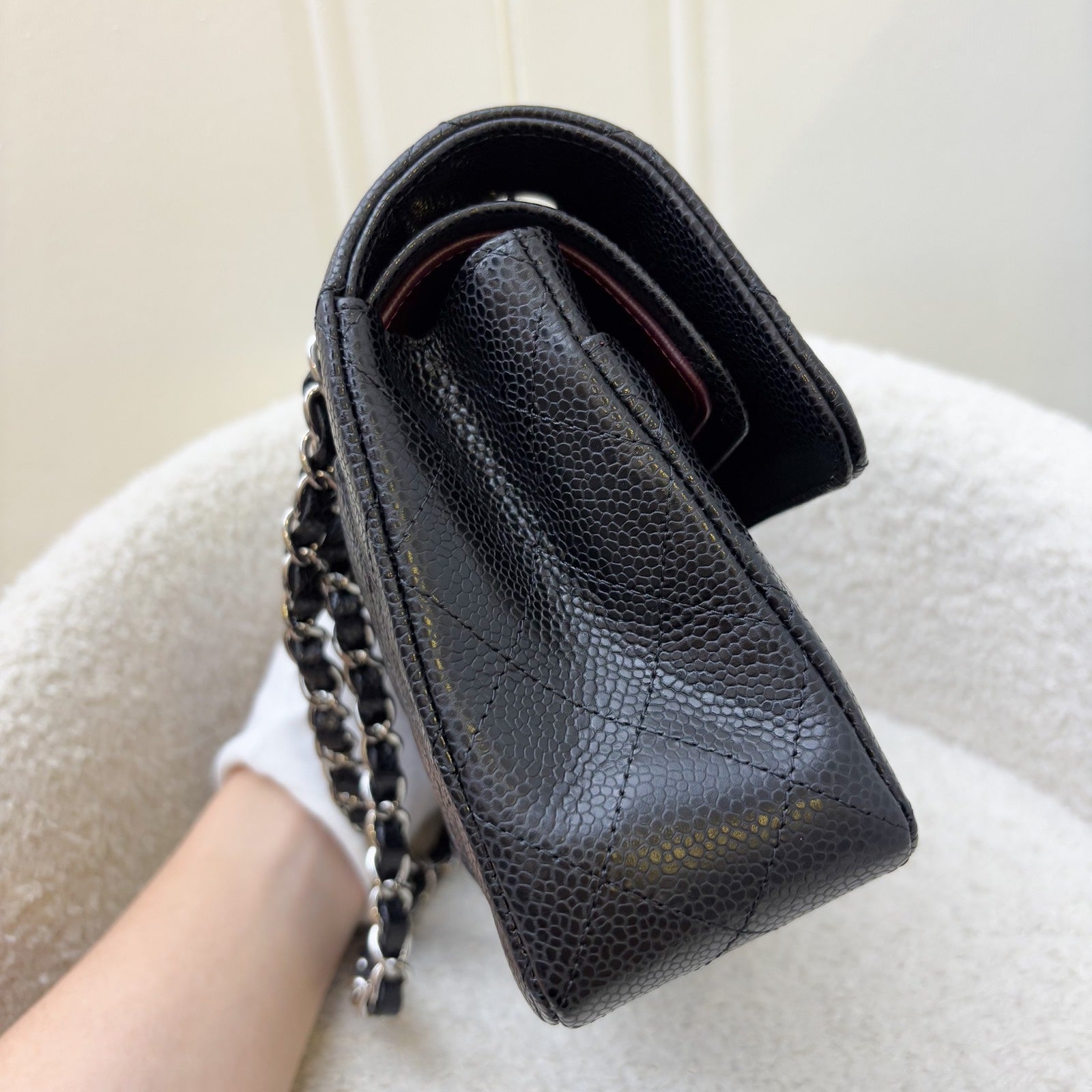 Chanel Small Classic Flap Cf in Black Caviar and Shw ( ) Handbag