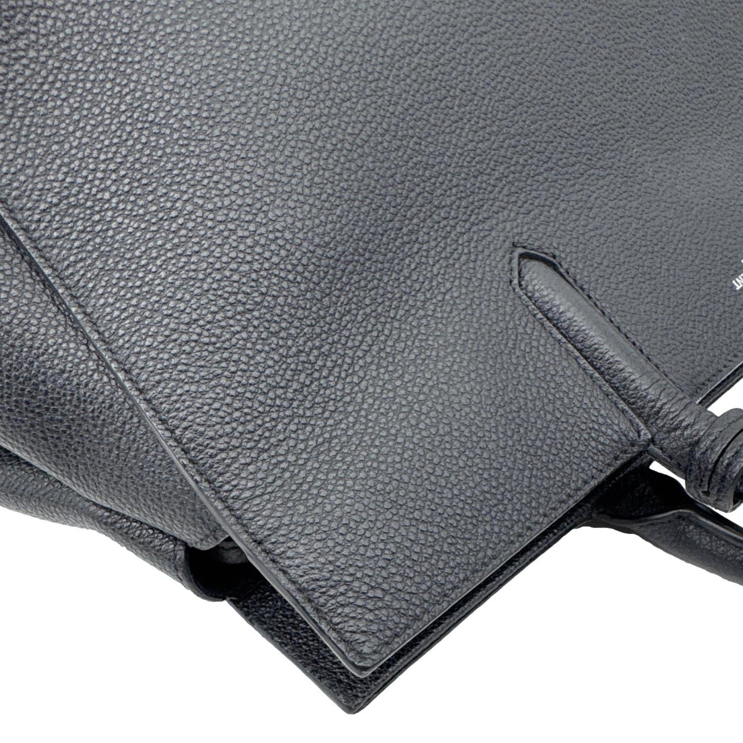 YSL Saint Laurent Yves Cabas Rive Gauche Pebbled Satchel Bag Leather Black Small