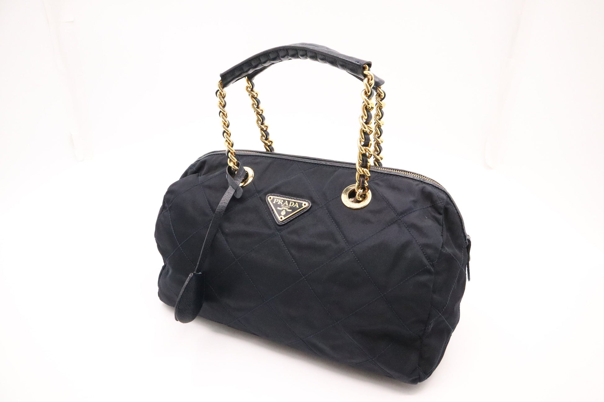 Prada Handbag In Navy Nylon Blue Travel Bag