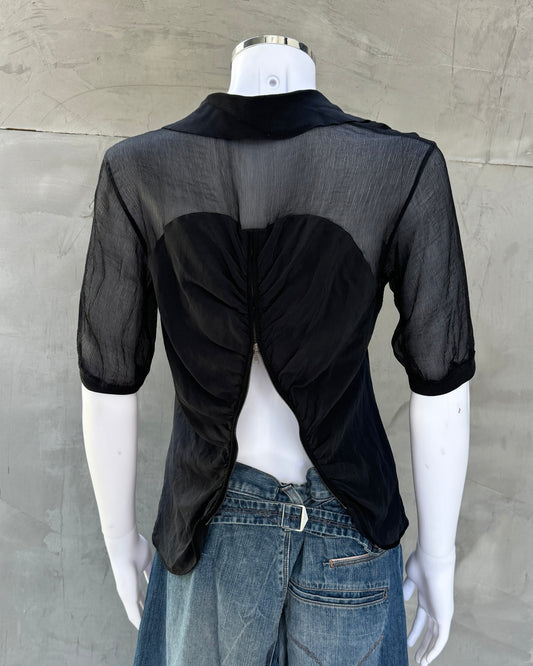 Prada Handbag -Up Back Sheer Silk Top - M Zip