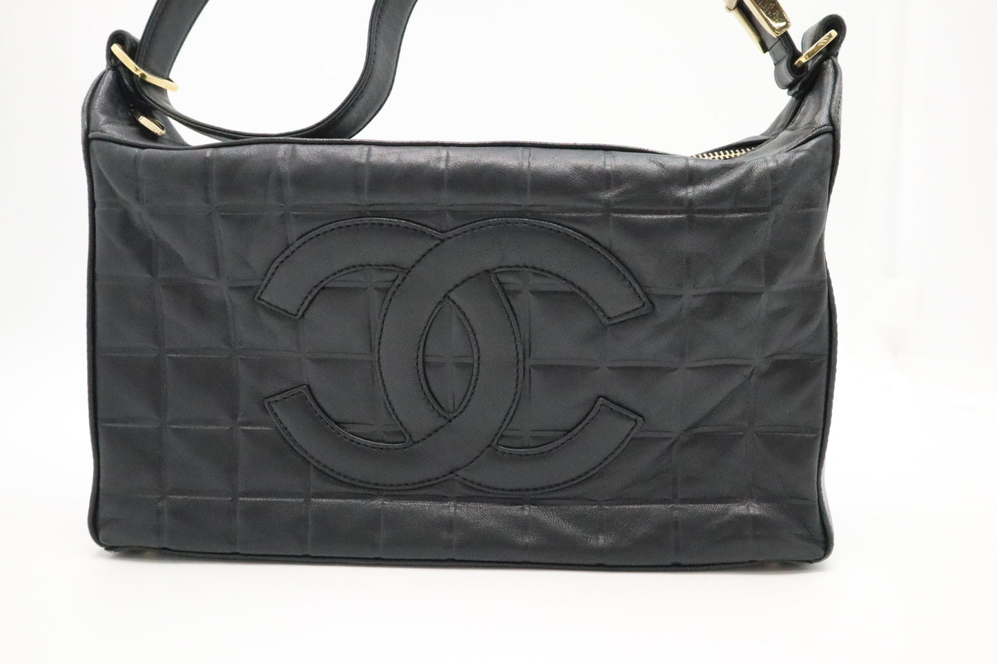 Chanel Chocobar Black Leather Shoulder Bag