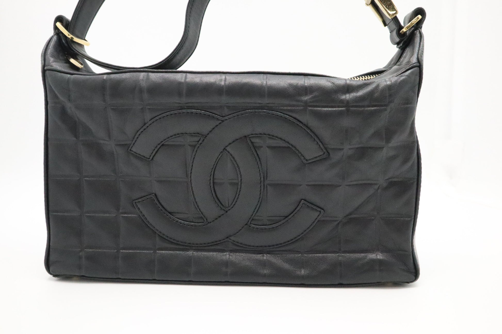 Chanel Chocobar Black Leather Shoulder Bag