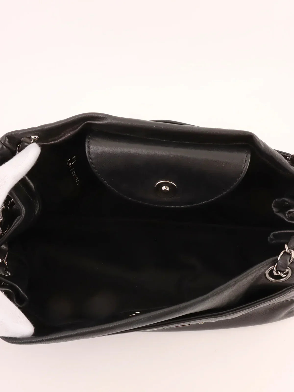 Chanel Around  Made Logo Plate Chain Shoulder Bag Black