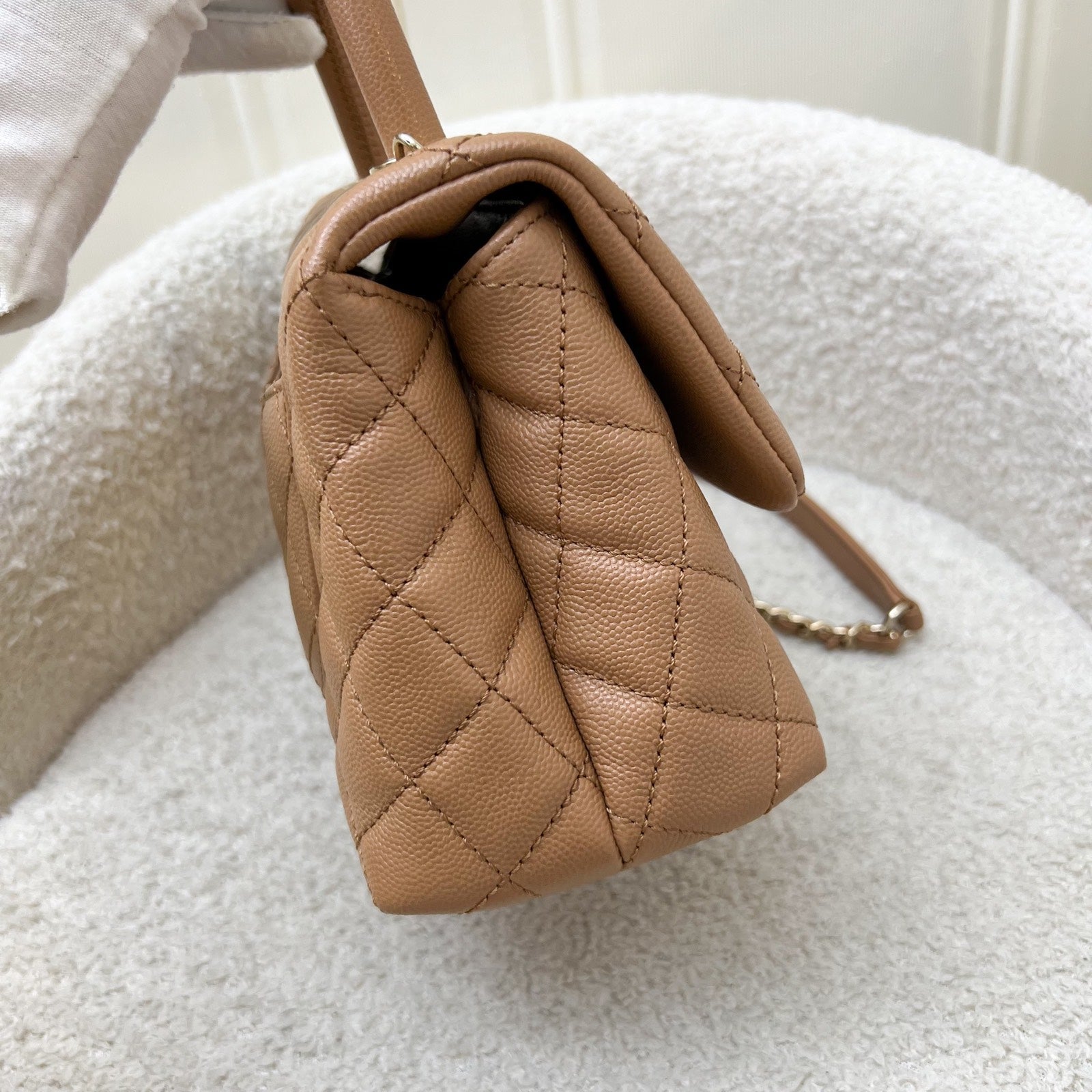 Chanel Small 24Cm Coco Handle Flap In Caramel Caviar And Lghw ( ) Bag