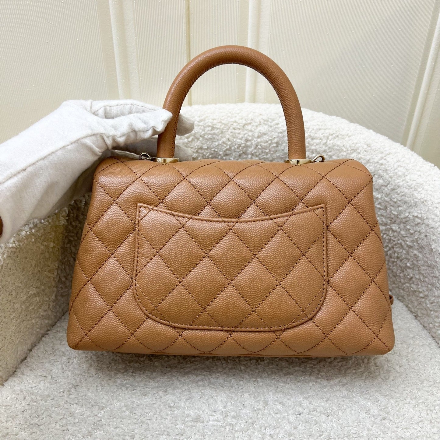Chanel Small 24Cm Coco Handle Flap In Caramel Caviar And Lghw ( ) Bag