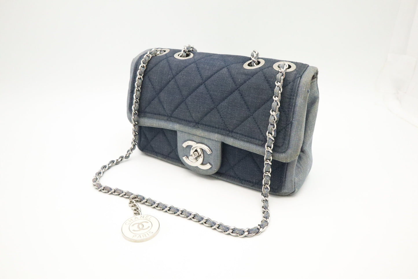 Chanel Flap Denim Blue Small Canvas Handbag