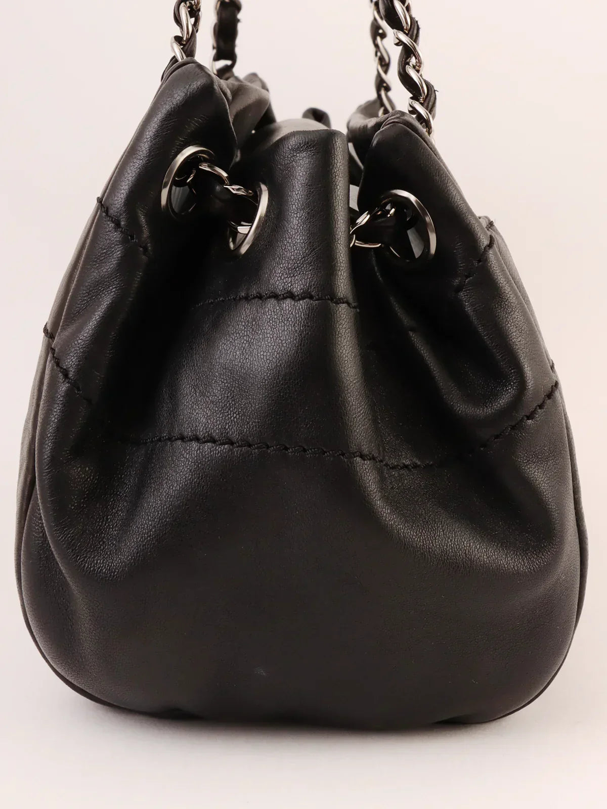 Chanel Around  Made Logo Plate Chain Shoulder Bag Black