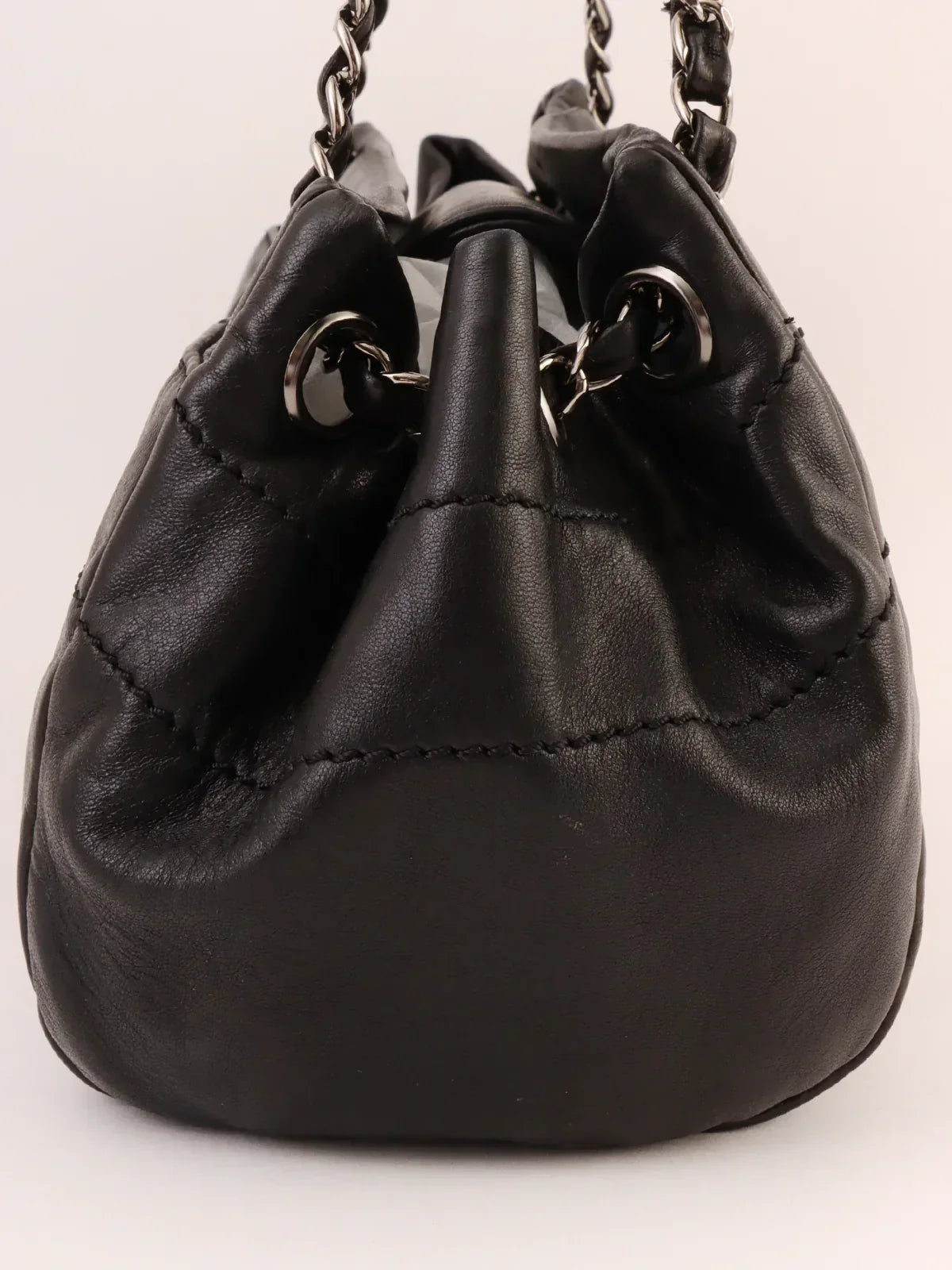 Chanel Around  Made Logo Plate Chain Shoulder Bag Black