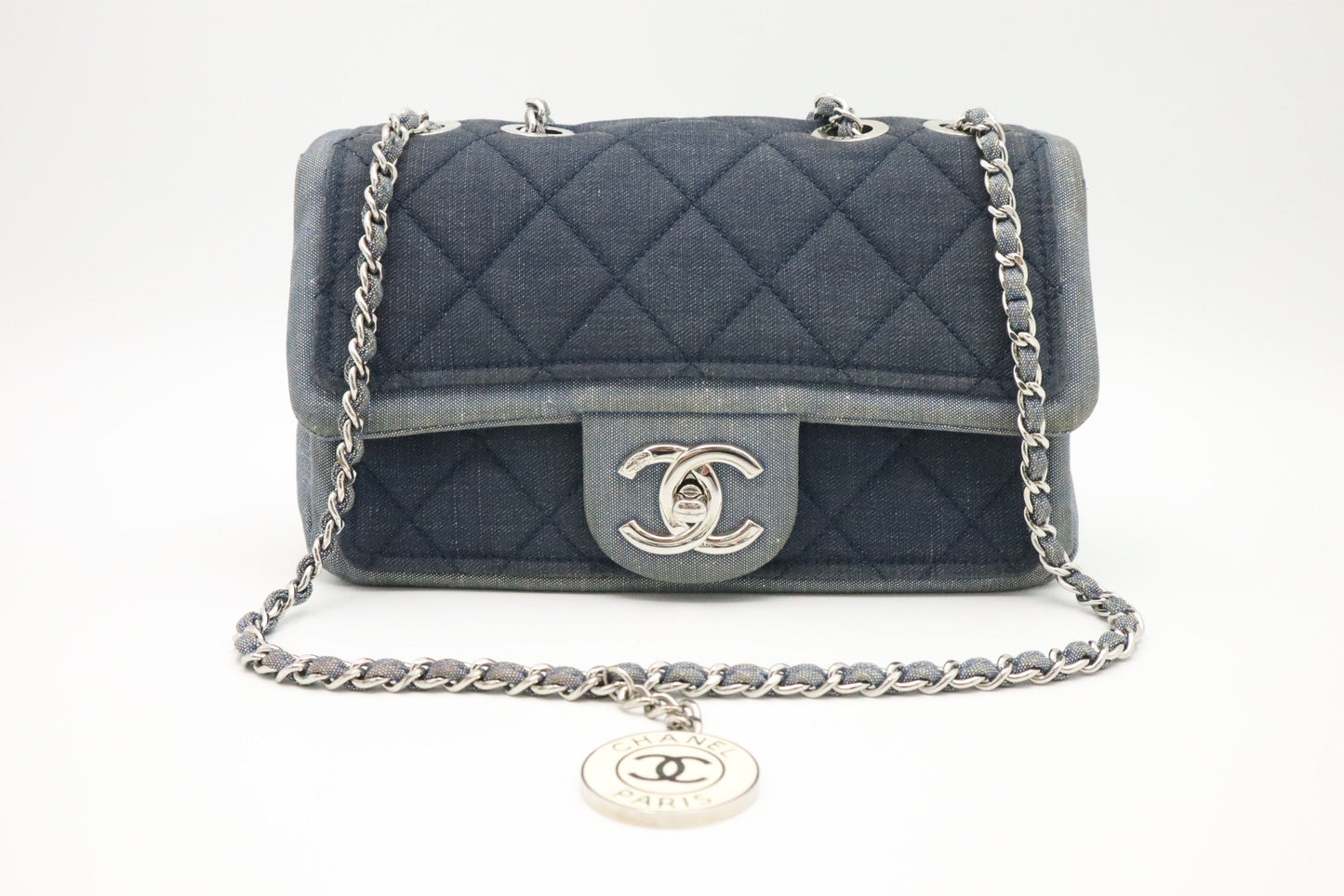 Chanel Flap Denim Blue Small Canvas Handbag
