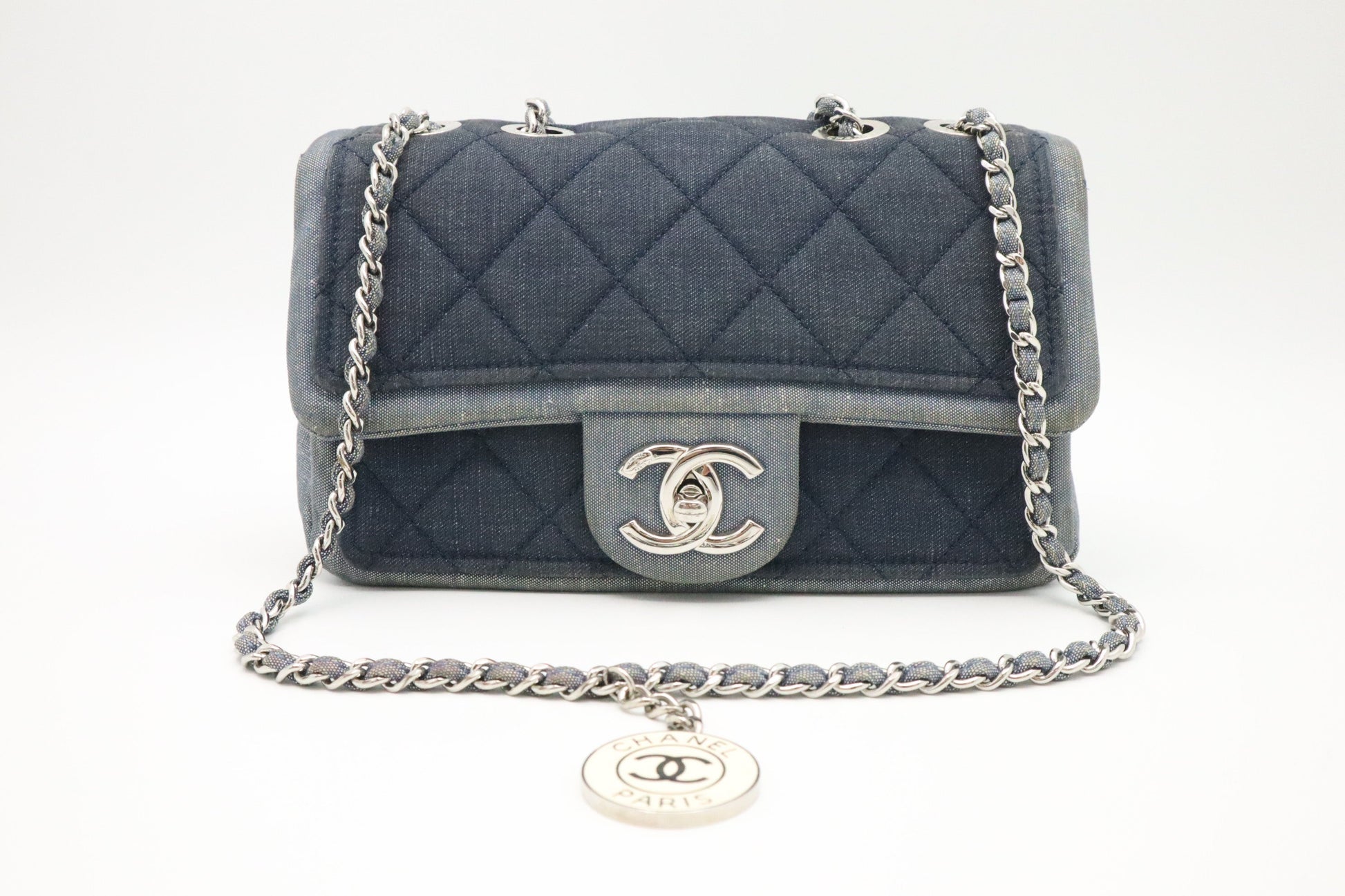 Chanel Flap Denim Blue Small Canvas Handbag