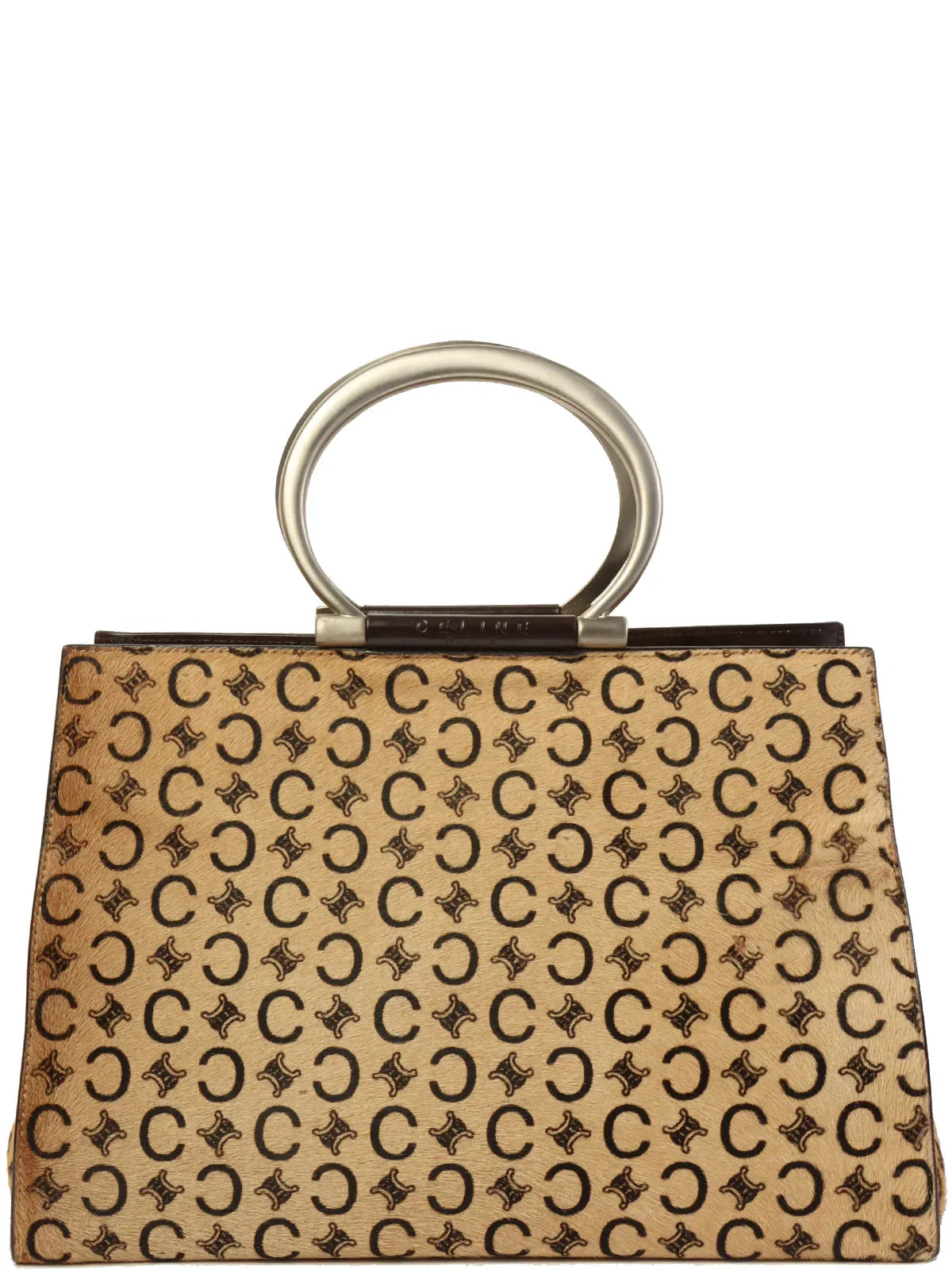 Luxury Unborn Calf C Macadam Pattern Top Brown Beige Travel Bag