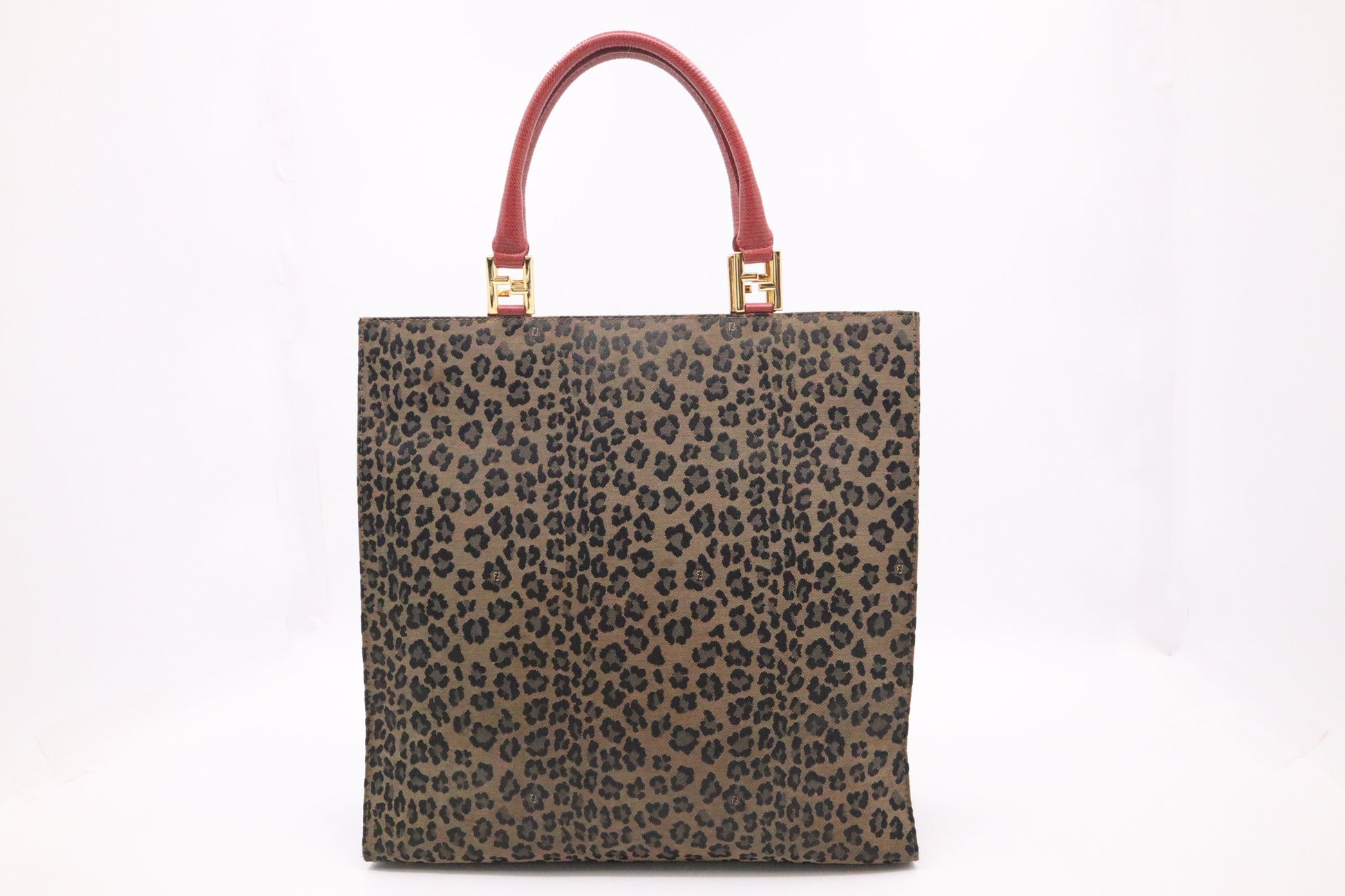 Fendi Tote In Leopard Print Canvas Tote Bag