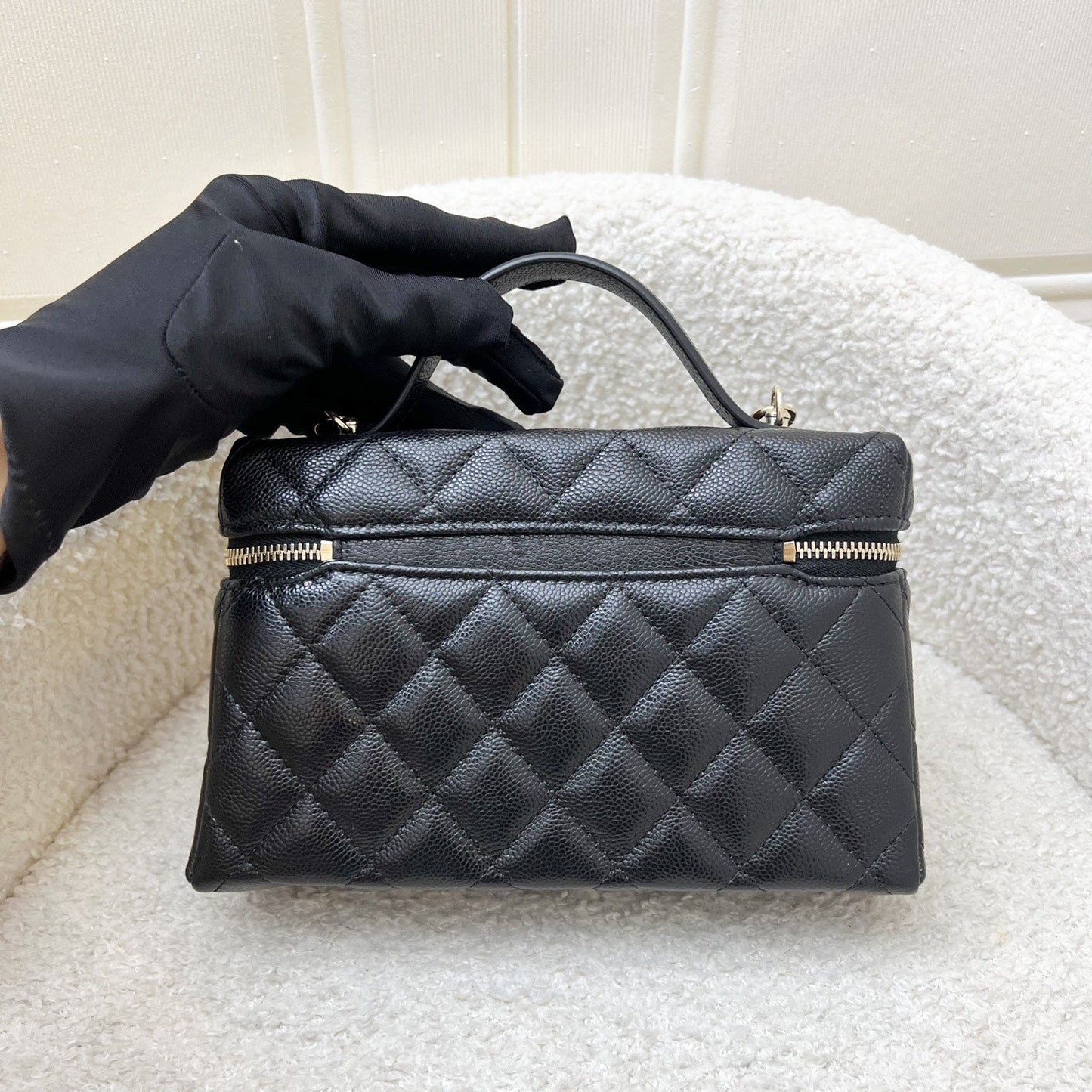 Chanel [Local Set - Feb ] 25C Vanity Clutch With Chain (Lp Style Bag) In Black Caviar And Lghw ( )