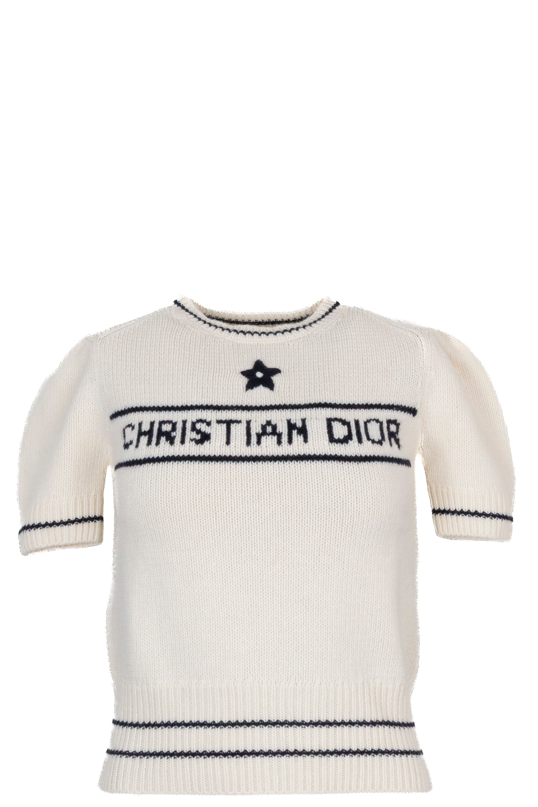 Dior Short Sleeve Knit White Logo Handbag