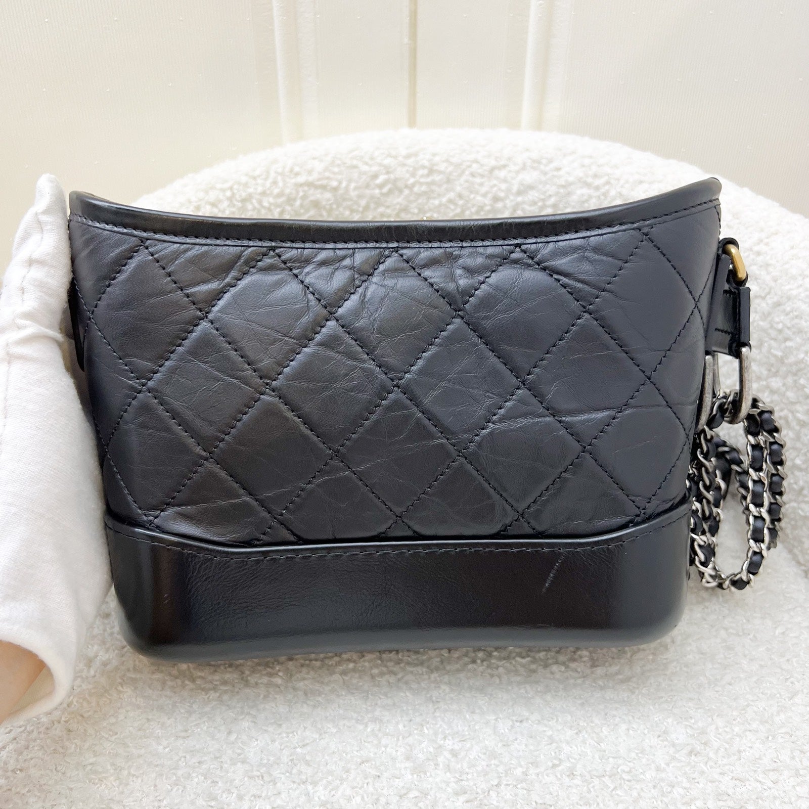 Chanel Small Gabrielle Hobo in Black Distressed Calfskin and 3 Tone Hardware ( )