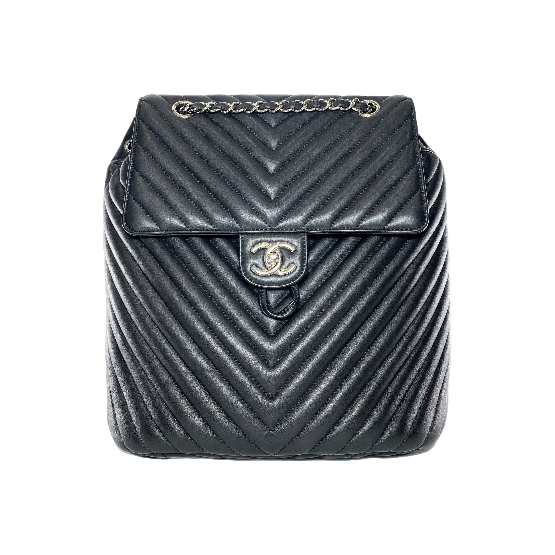 Chanel Black Chevron Urban Spirit Backpack
