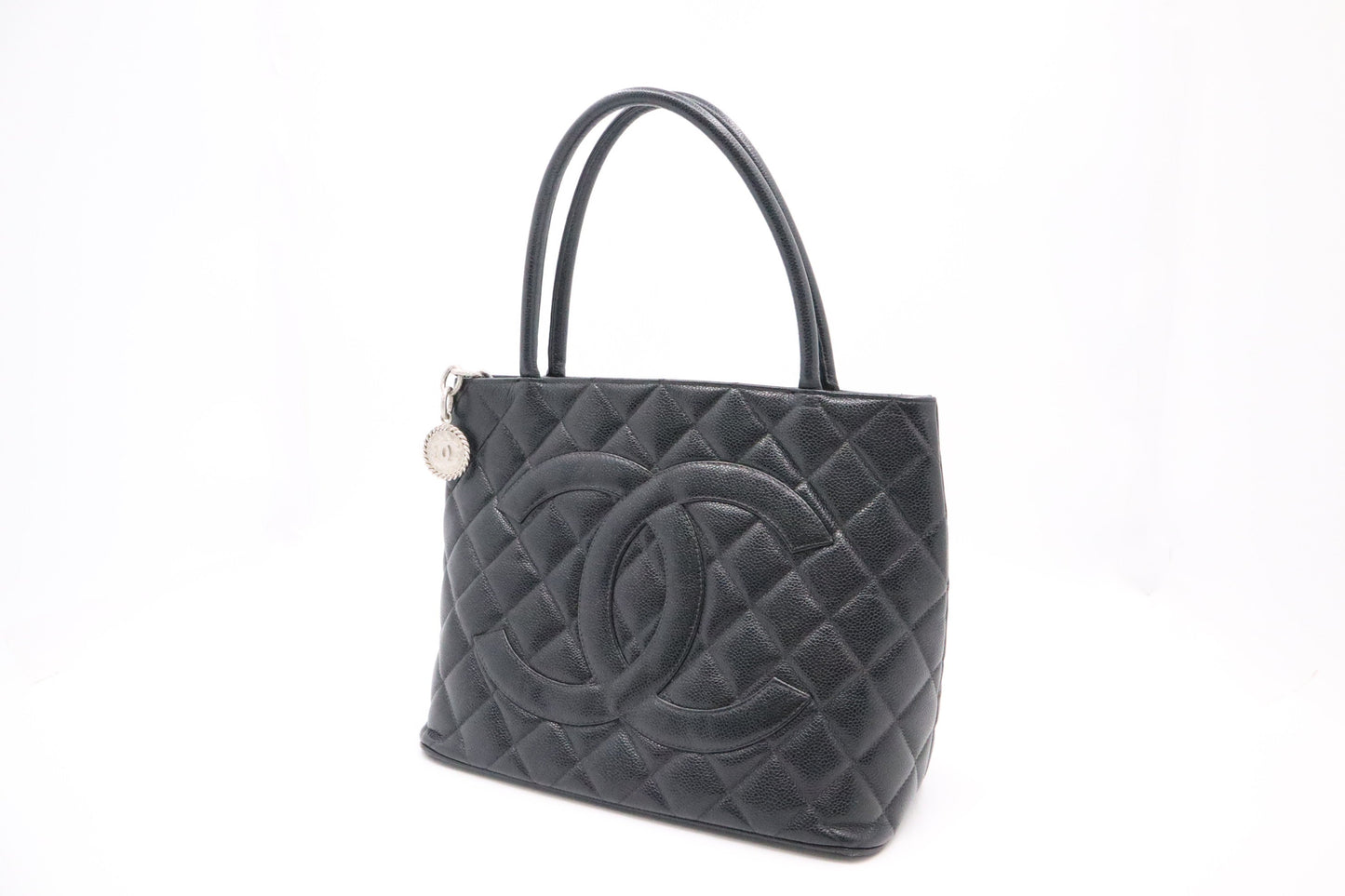 Chanel Medallion Caviar Black Leather Tote Bag