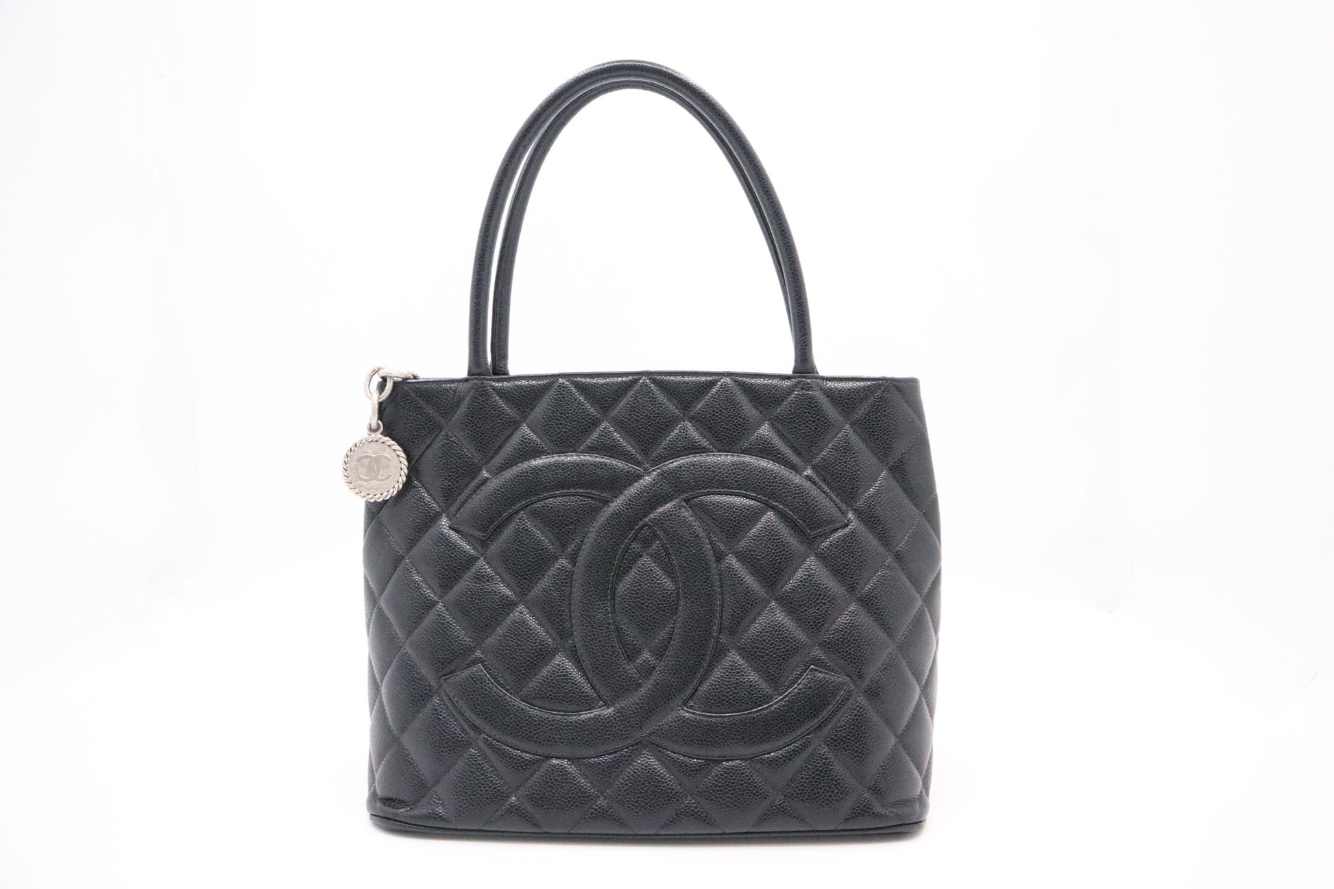 Chanel Medallion Caviar Black Leather Tote Bag