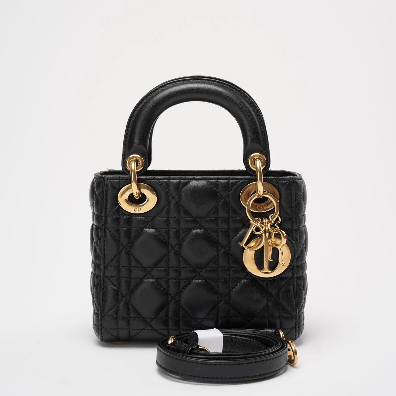 Dior Bag Lady Hardware Lambskin Black Gold Mini Bag