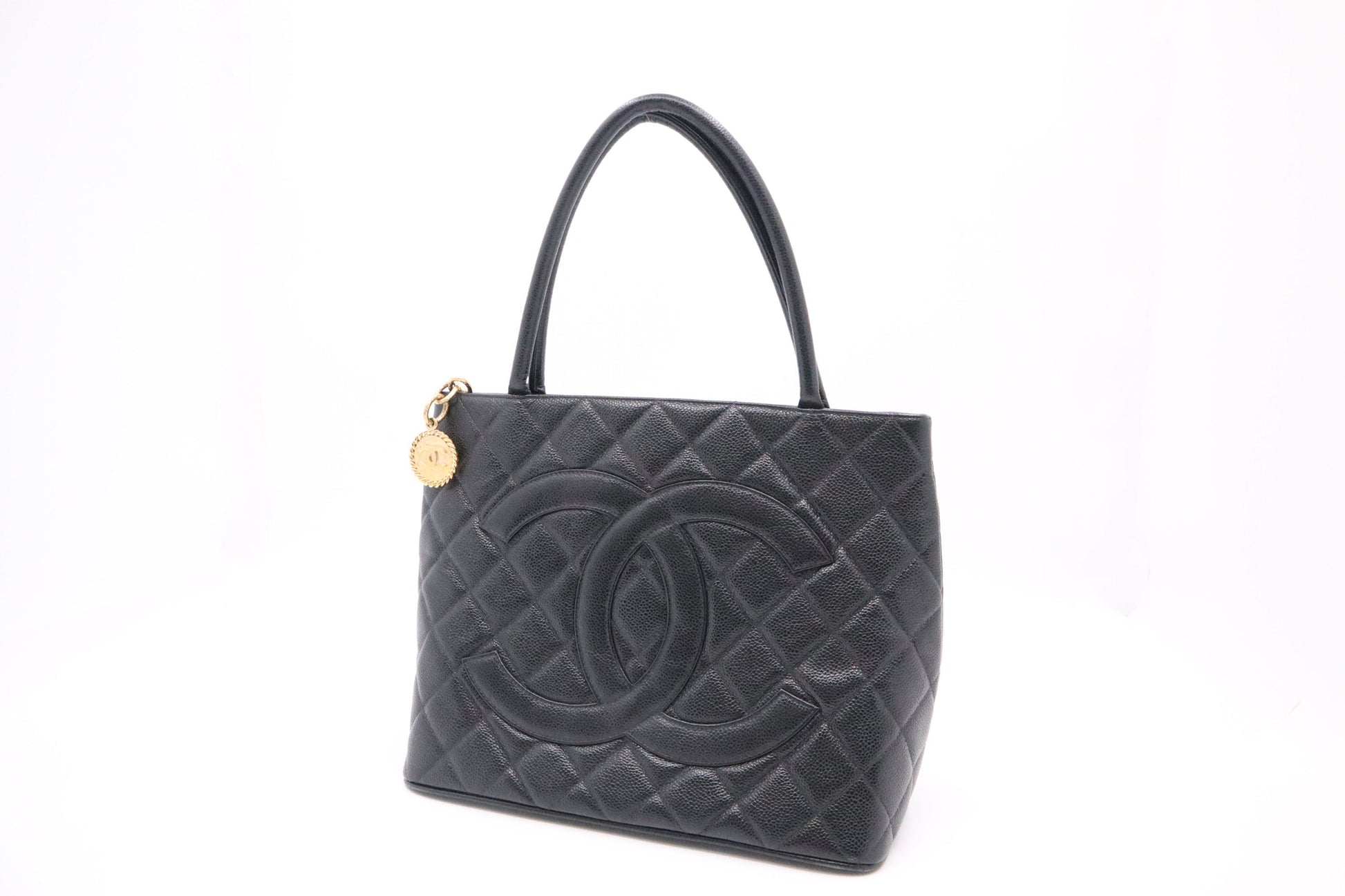 Chanel Medallion Caviar Black Leather Tote Bag Leather 1