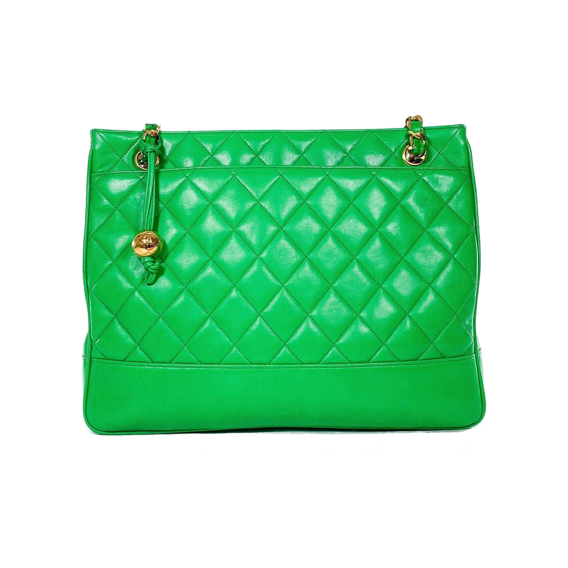 Chanel Green Lambskin   Shoulder Bag