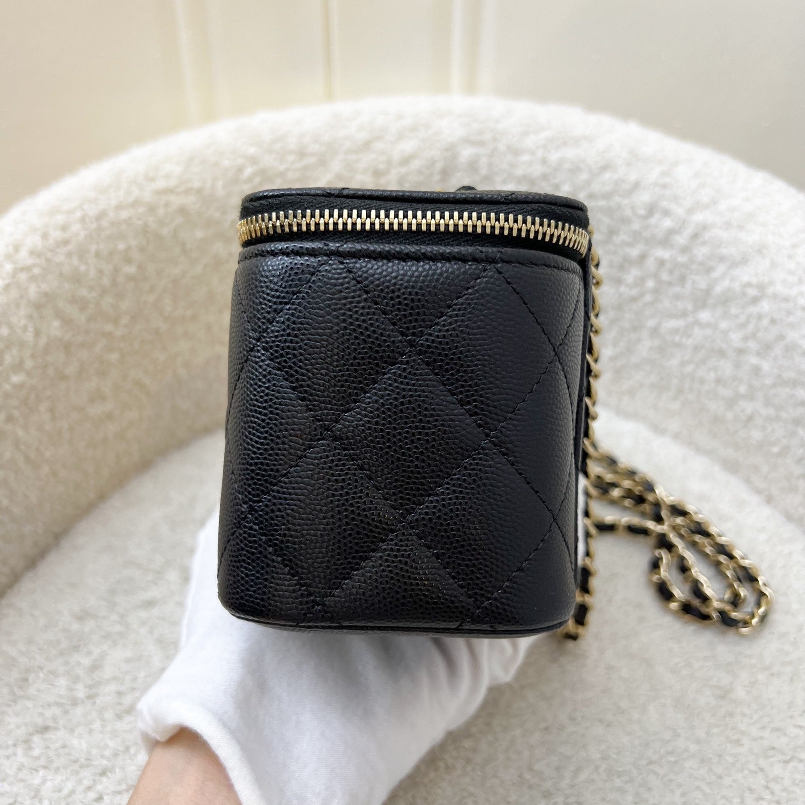 Chanel 20P Classic Small Vanity in Black Caviar and Lghw (AP1341) Handbag