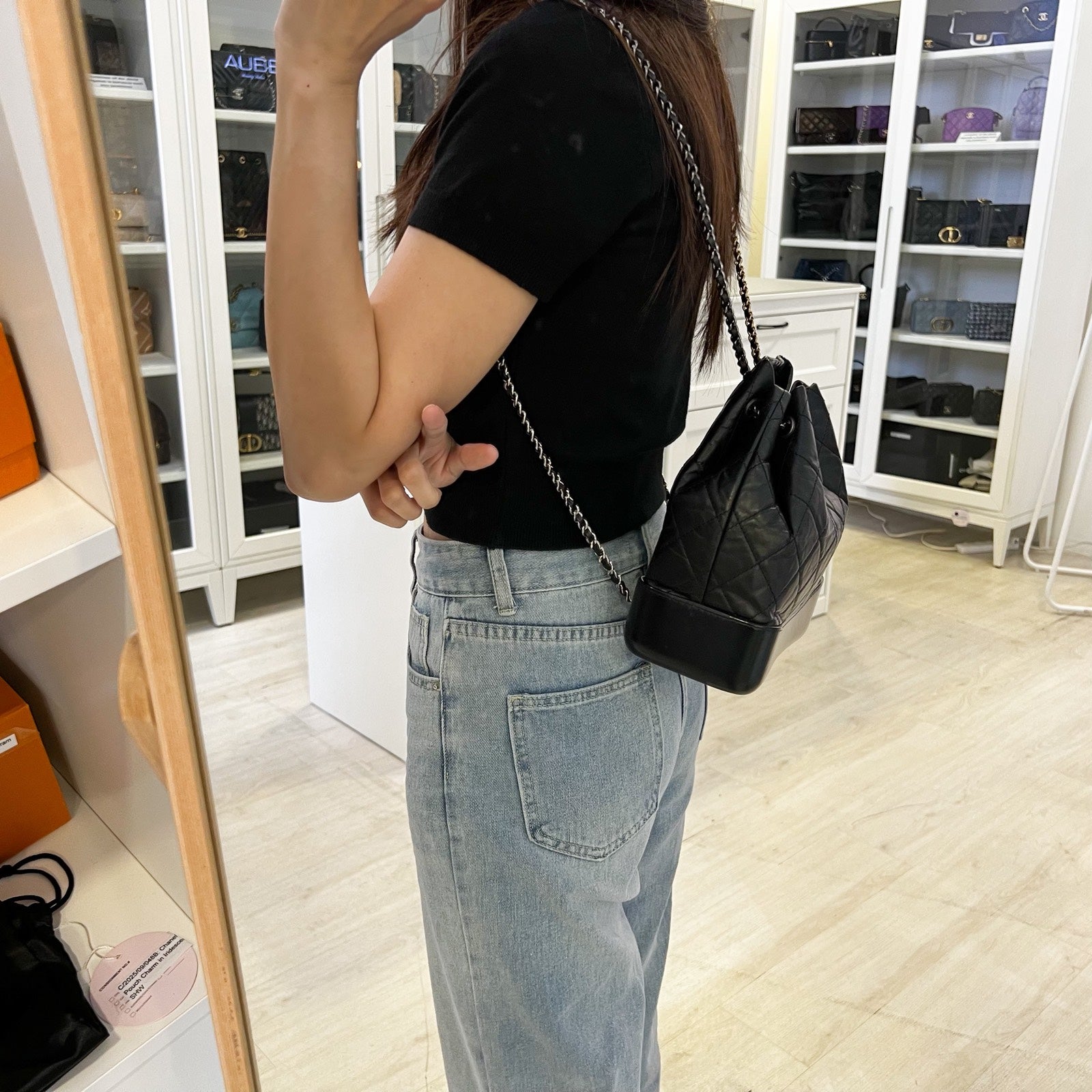Chanel Small Gabrielle Backpack in Black Distressed Calfskin and 3 Tone Hw