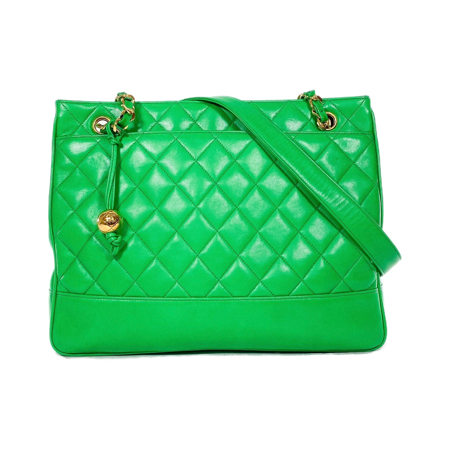 Chanel Green Lambskin   Shoulder Bag