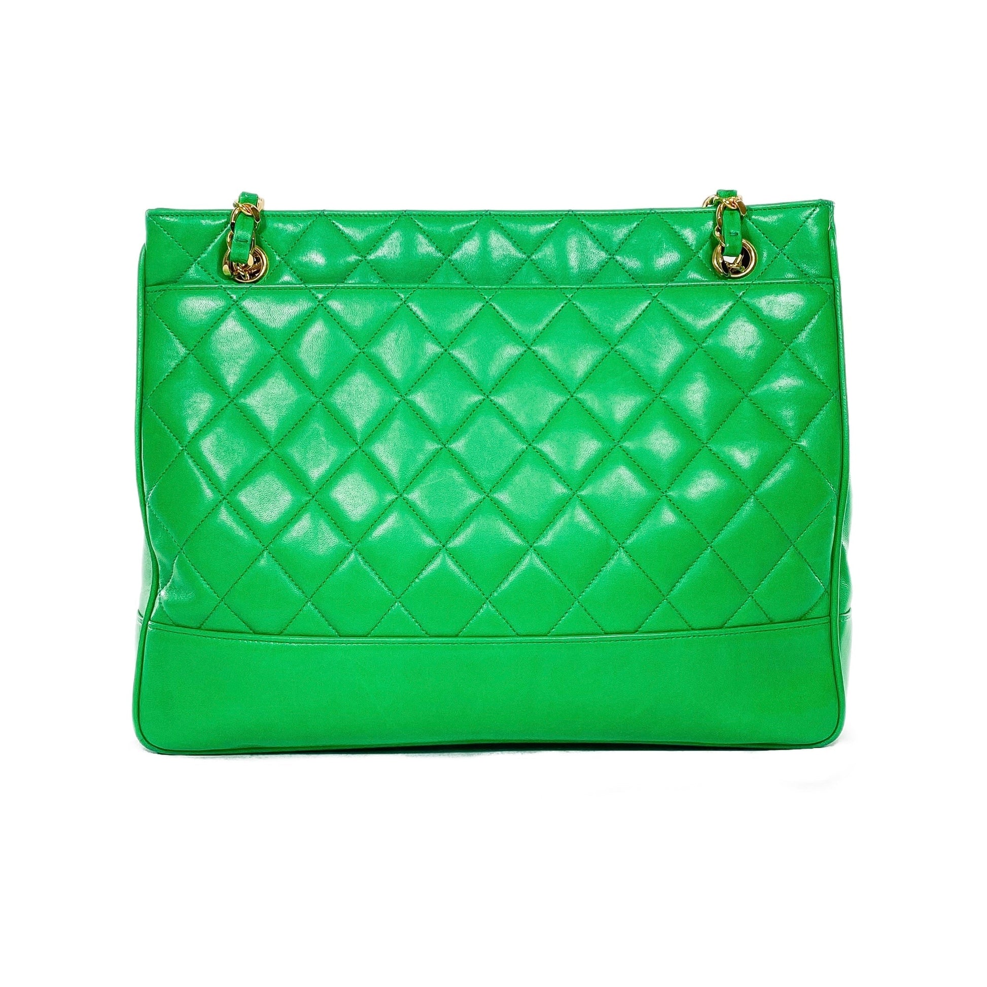Chanel Green Lambskin   Shoulder Bag