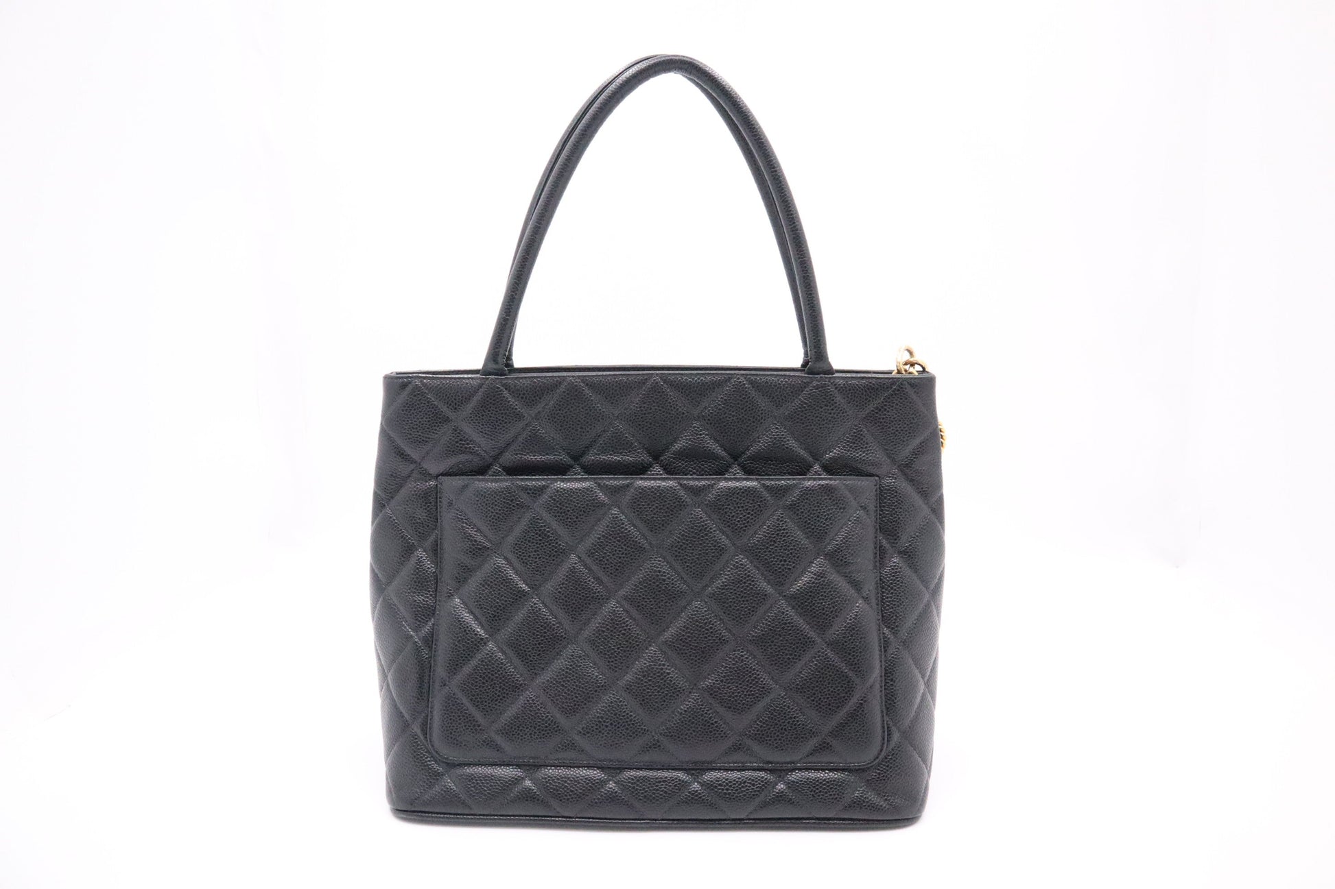 Chanel Medallion Caviar Black Leather Tote Bag Leather 1