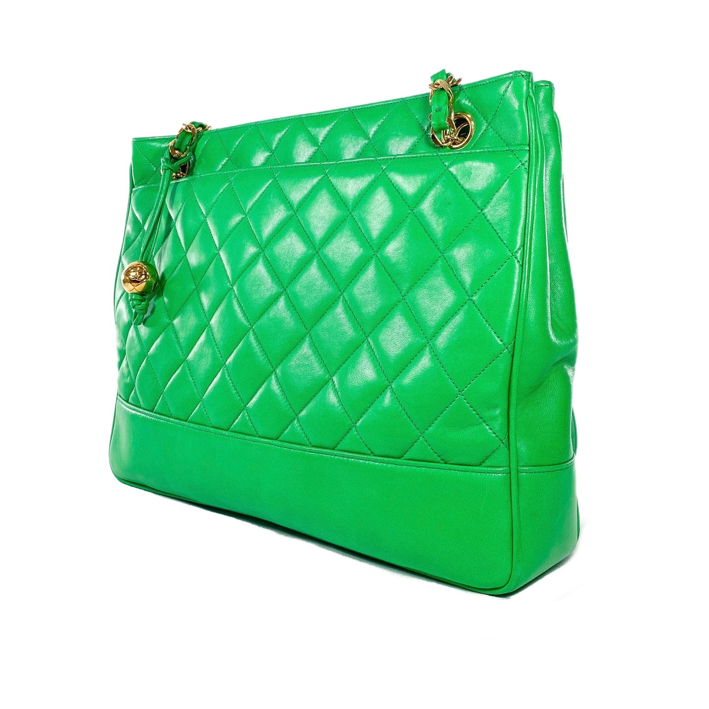Chanel Green Lambskin   Shoulder Bag
