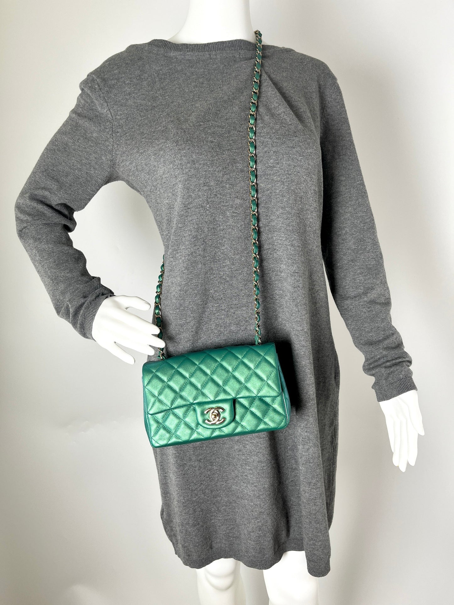 Chanel Iridescent Green 2022 Rectangular Mini Flap Bag